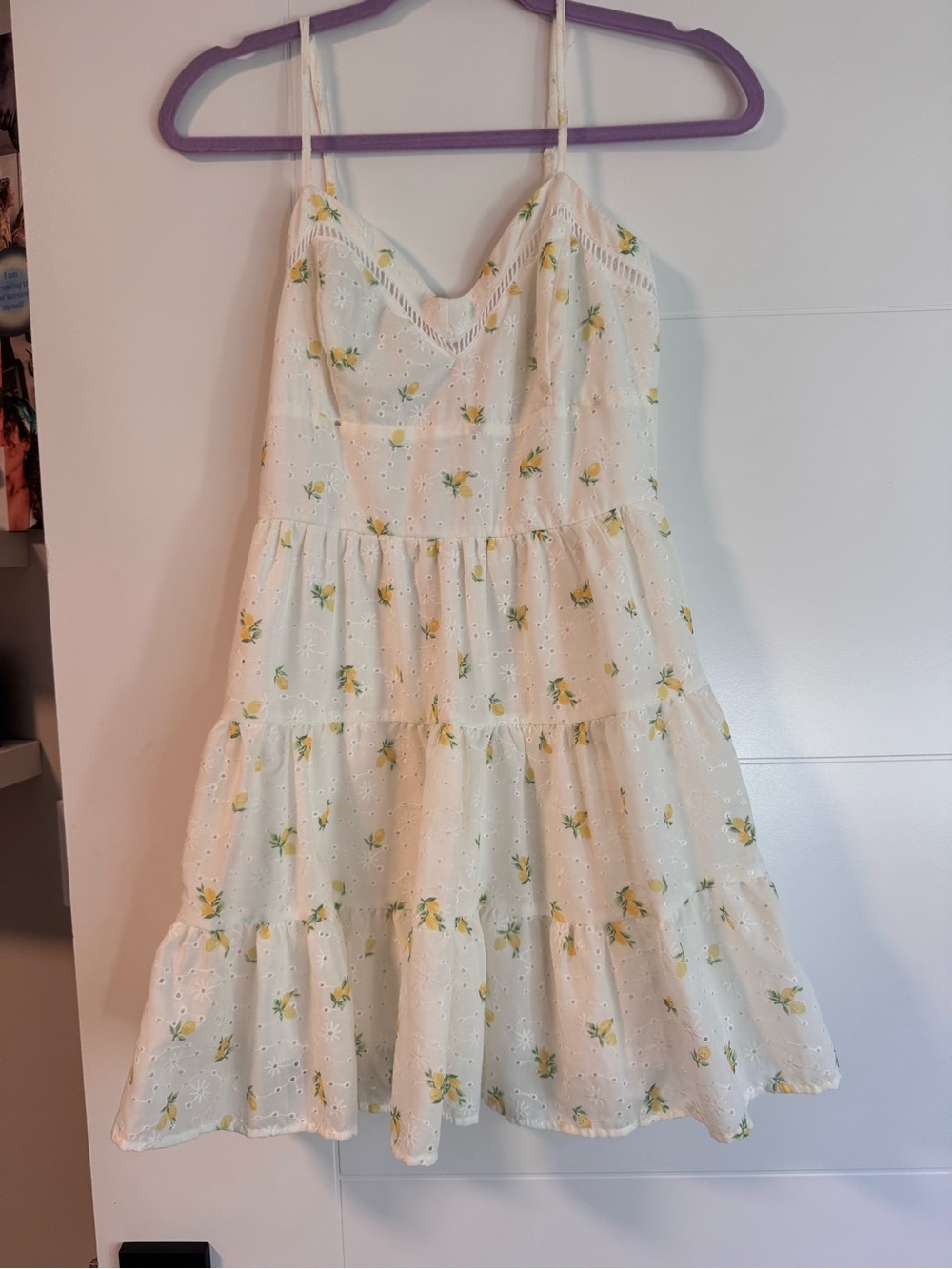 Altar'd State White Eyelet Sundress with Yellow lemons